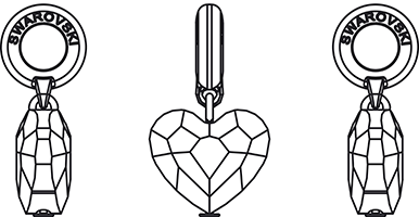 Swarovski BeCharmed & Pavé Beads - 87 004 - BeCharmed Crystal Love Charm - Line Drawing